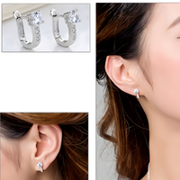 925 Sterling Silver Crystal Flower Stud Earrings Women; Clear Zirconia Pave B182
