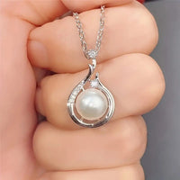 Copper Silver Plated Necklace Platinum Faux Pearl Pendant Niche Clavicle 61 UK