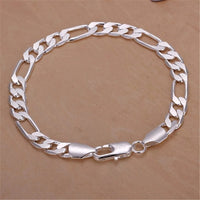 925 Sterling Silver Figaro Chain Bracelet, Classic Silver Link Bracelet 420