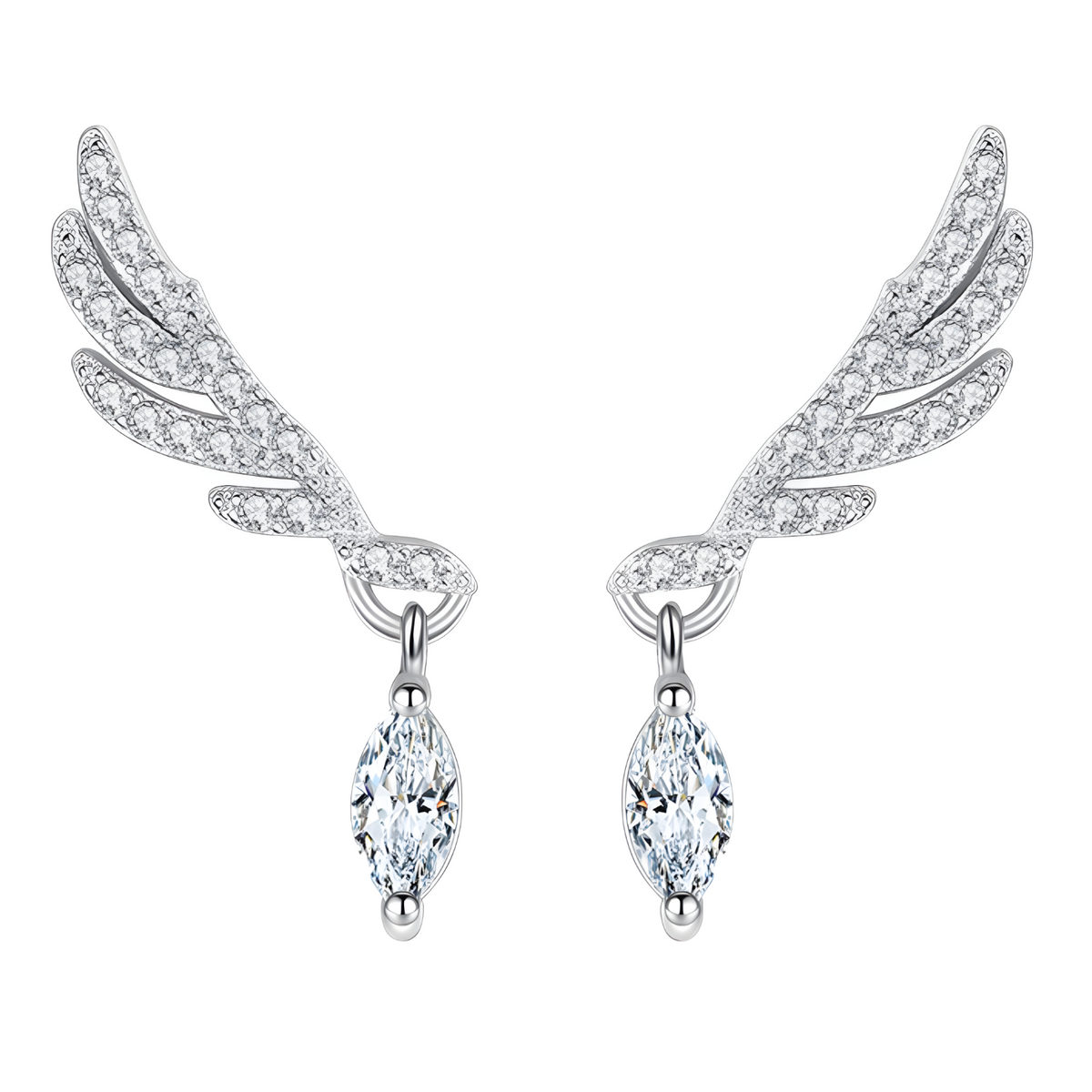 Feather Wing Crystal Stud Earring for Women – Trendy Angel Wing Design 1057