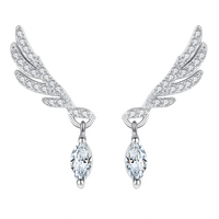 Feather Wing Crystal Stud Earring for Women – Trendy Angel Wing Design 1057