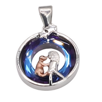 Women's "Owner and Dog" Sterling Silver Necklace, Pet Memorial Jewelry, Dog B138