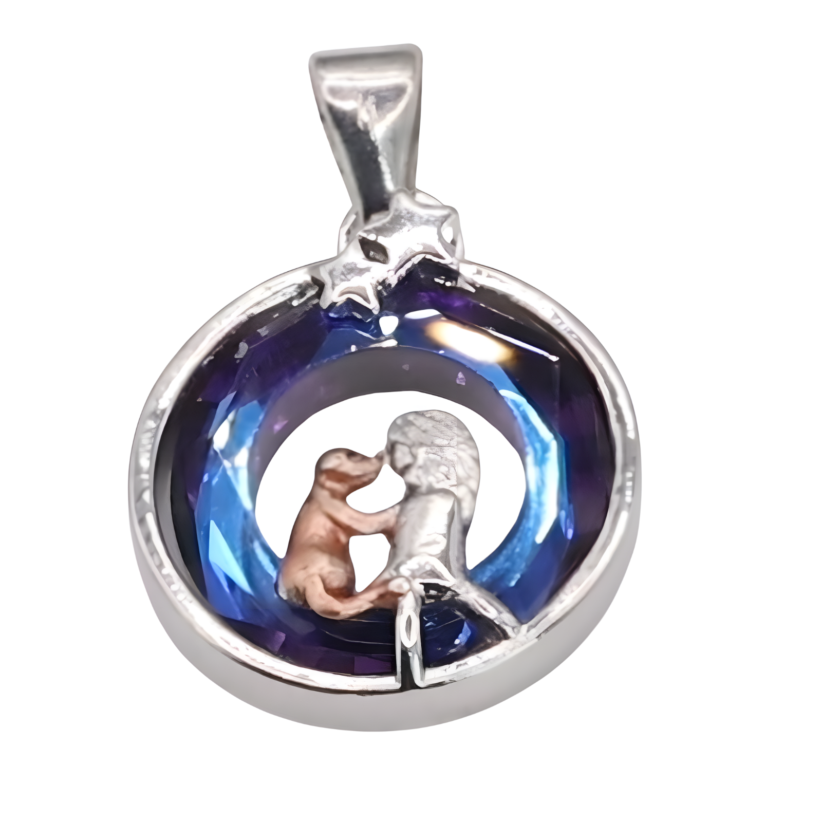 Women's "Owner and Dog" Sterling Silver Necklace, Pet Memorial Jewelry, Dog B138