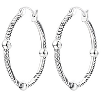 925 Sterling Silver Twisted Rope Hoop Earrings for Women 32.8mm Vintage Boho 625