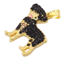 Rottweiler Dog Pendant Necklace Women Gold Tone Look Black Crystal Animal B247