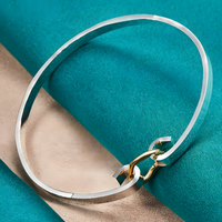 Sterling Silver Bangle, Adjustable Open Cuff Heart Charm, Silver Tone 408