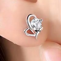 Silver-Plated Crystal Stud Earrings Women Elegant Geometric Butterfly Design 972