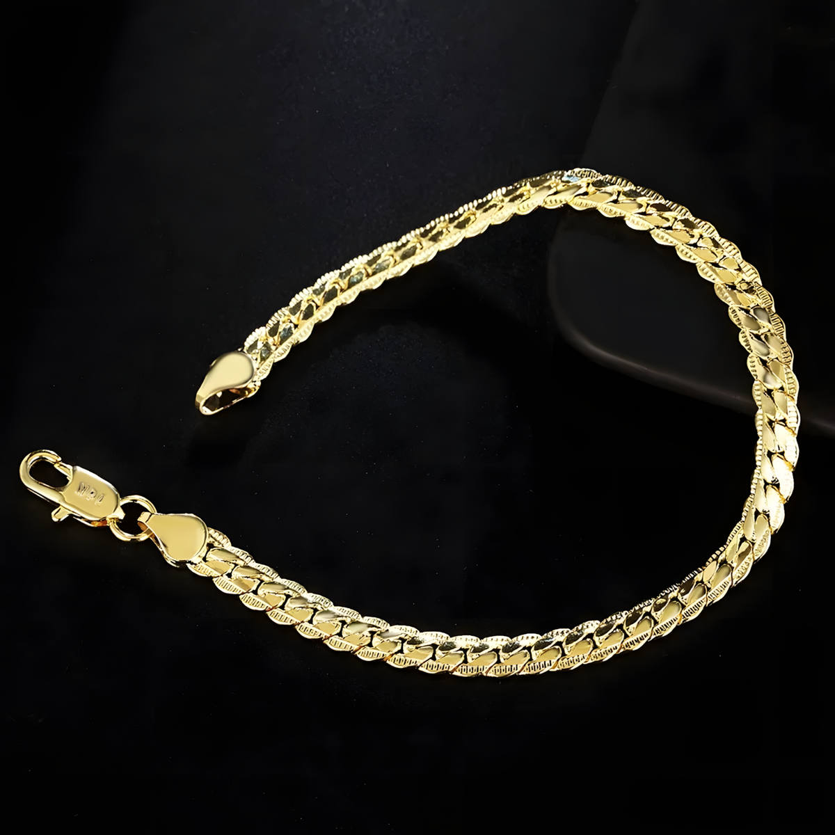 18K Gold Plated Herringbone Bracelet for Women and Men Elegant Snake Chain 437