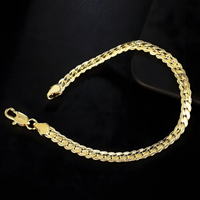 18K Gold Plated Herringbone Bracelet for Women and Men Elegant Snake Chain 437