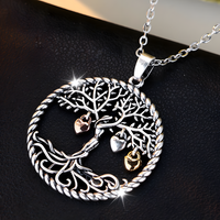Tree Of Life Pendant Necklace-Copper Metal Family Tree Necklace Zirconia 1132
