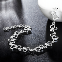 Heart Butterfly Charm Chain Bracelet For Women Silver Colour Adjustable 1761