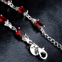 Unified Jewellery Premium Red Oval Crystal Tennis Bracelet Women Lobster 1825