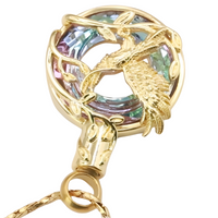 Gold Pink Eagle Pendant Necklace Snake Chain Unisex Religious Style Claw B200