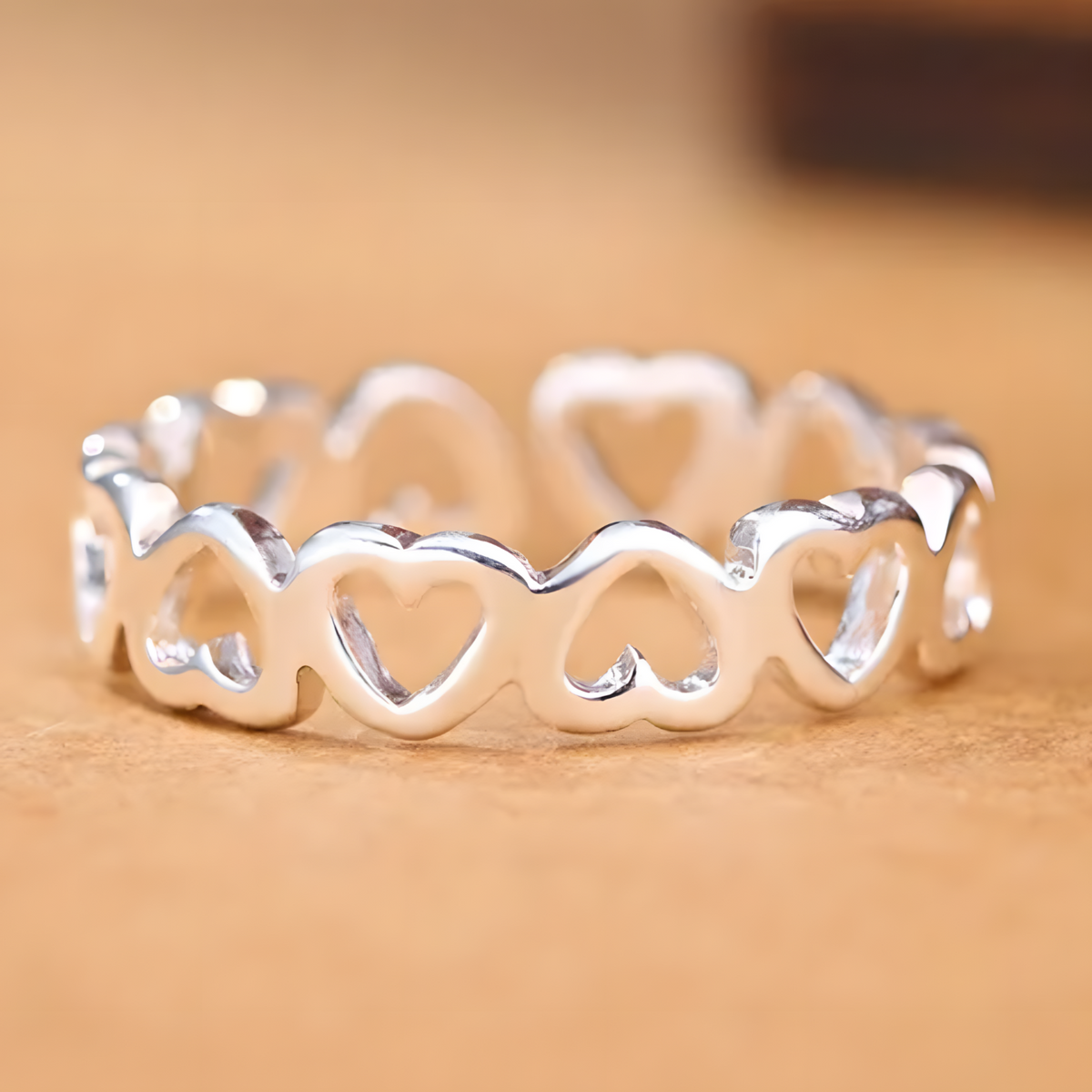 Heart Pattern Adjustable Ring For Women Silver Colour Open Cuff Love Band 1778