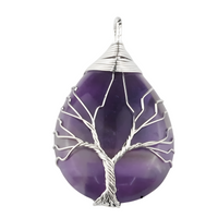 Tree of Life Silver Amethyst Pendant Necklace Spiritual Crystal Healing 1336