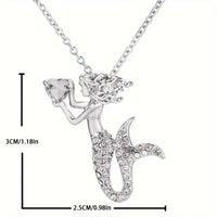 1pc Cute Fashion Cartoon Mermaid With Blue Heart Pendant Necklace 105 UK