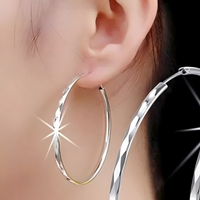Diamond-Cut Hoop Earrings for Women – Copper Alloy with 925 Silver Plating 868