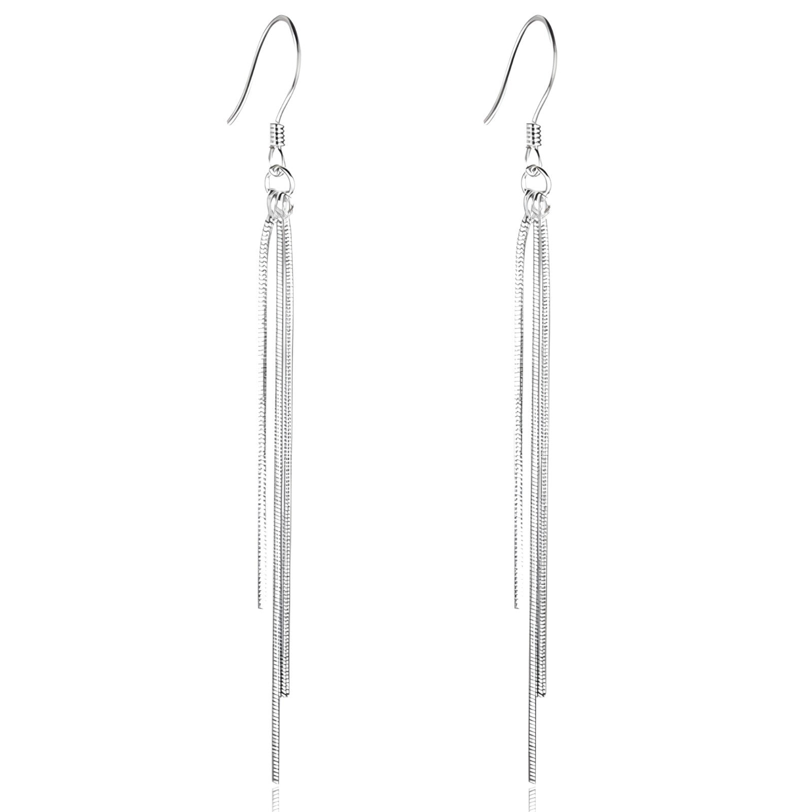 Sterling Silver Long Tassel Drop Earrings Chain Dangle Design Hypoallergenic 295