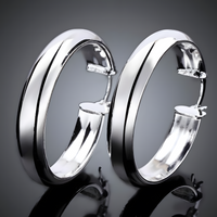 Sterling Silver-Plated Hoop Earrings – Elegant 3.4 cm Large Hoops for Women 902