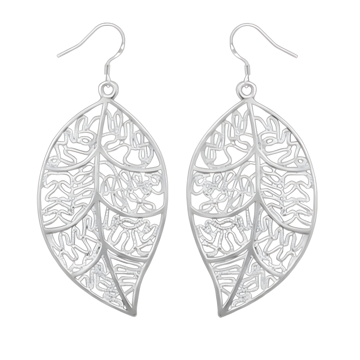Women’s Leaf Earrings & Pendant Necklace Set – Elegant Filigree Leaf Design B22