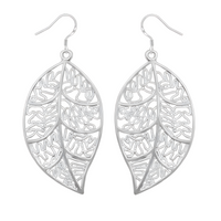 Women’s Leaf Earrings & Pendant Necklace Set – Elegant Filigree Leaf Design B22