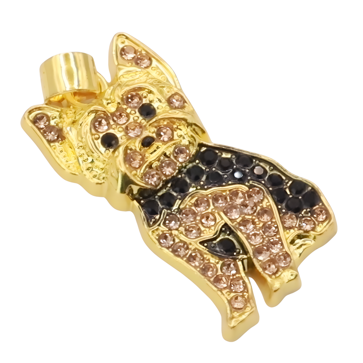 Royal Yorkie Dog Necklace Rhinestone Pendant Animal Charm Zinc Alloy Gold  B227