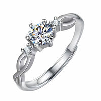 Women's Round Brilliant Zircon Ring Adjustable Elegant Solitaire Engagement 1613