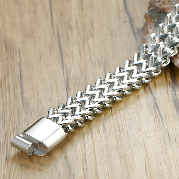 12mm Silver Plated Chain Bracelet Men Women Chunky Link Secure Clasp  1971
