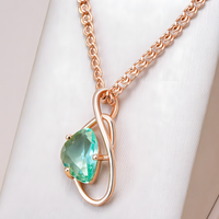 Transparent Light Green Stone Necklace Pendant Women 585 Rose Gold Color 1262