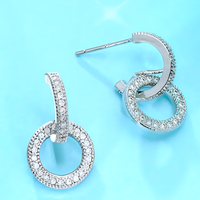 925 Sterling Silver Rhinestone Drop Earrings, Punk Rock Arch Bridge Dangle 322