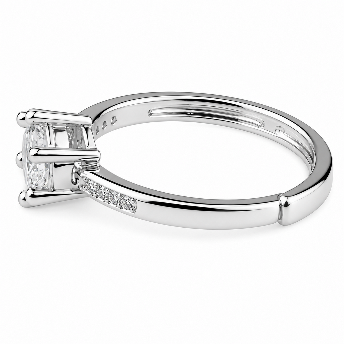 Women's Elegant Adjustable Solitaire Ring, Round Brilliant Zircon Bridal 1624