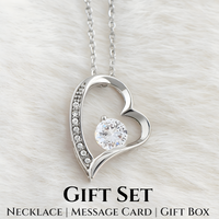 Mom Heart Necklace White Golden Plated Cubic Zirconia B188 Wcard (NO BOX)