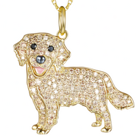 Golden Retriever Pendant Necklace Women - Pavé Cubic Zirconia Dog Pendant  B237