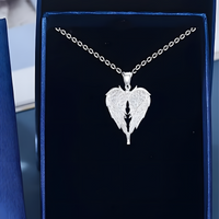 Angel Wings Heart Pendant Necklace 45cm+5cm Adjustable Chain Winged Heart 1484