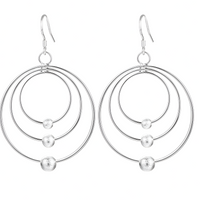 Triple Circle Hoop Drop Earrings for Women Layered Concentric Circle Dangle 1417