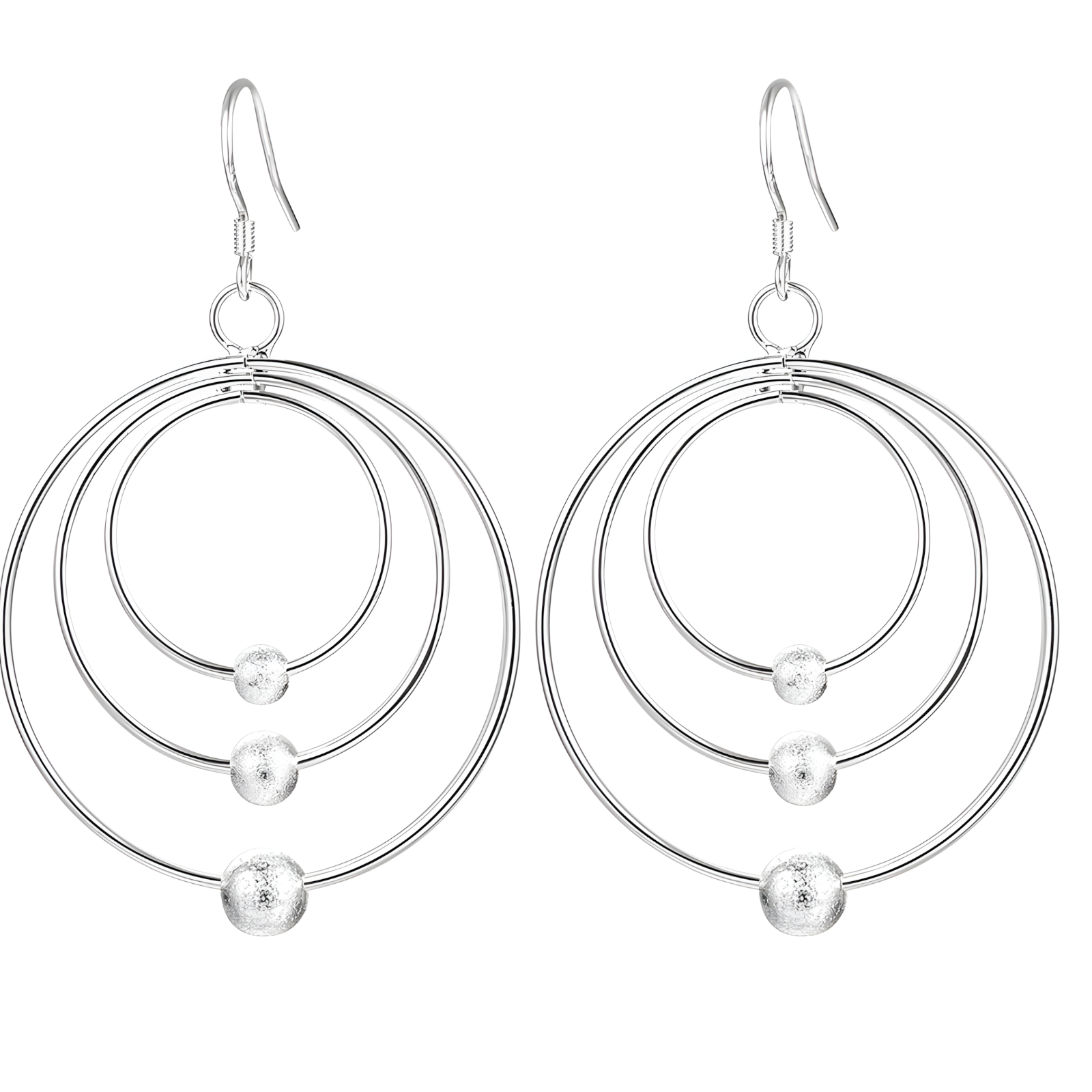 Triple Circle Hoop Drop Earrings for Women Layered Concentric Circle Dangle 1417