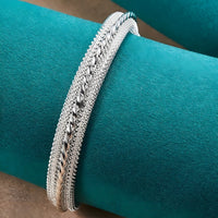 Sterling Silver Mesh Cuff Bracelet, Woven, Turquoise Accents, Adjustable 401