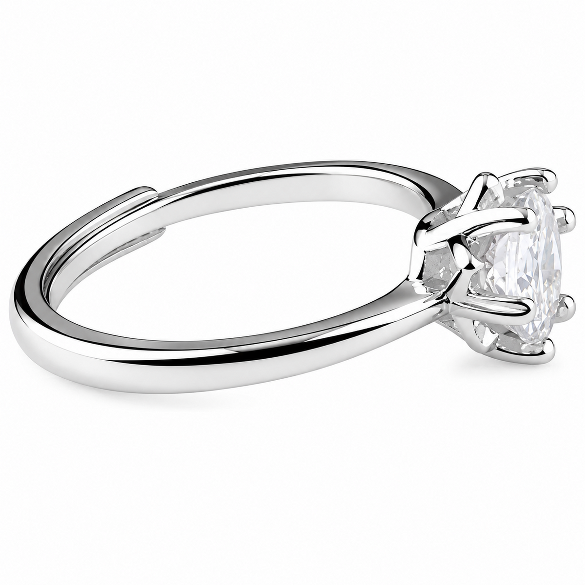 Adjustable Starburst Solitaire Zircon Ring, Round Brilliant Cut Engagement 1625