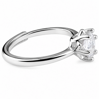 Adjustable Starburst Solitaire Zircon Ring, Round Brilliant Cut Engagement 1625