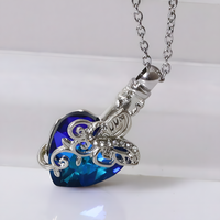 Butterfly Urn Necklace for Ashes–Copper Alloy Silver Plating Heart Memorial B264