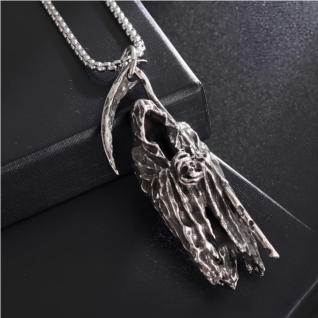 Unified Jewellery Grim Reaper Scythe Pendant Necklace 60cm Chain Gothic 6cm 1892