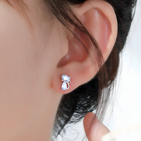 Cat Stud Earrings For Women - Faceted Oval & Teardrop Cubic Zirconia 1436