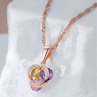 Rose Gold Colour Copper Cubic Zirconia Geometric Pendant for Women, Vintage 1260
