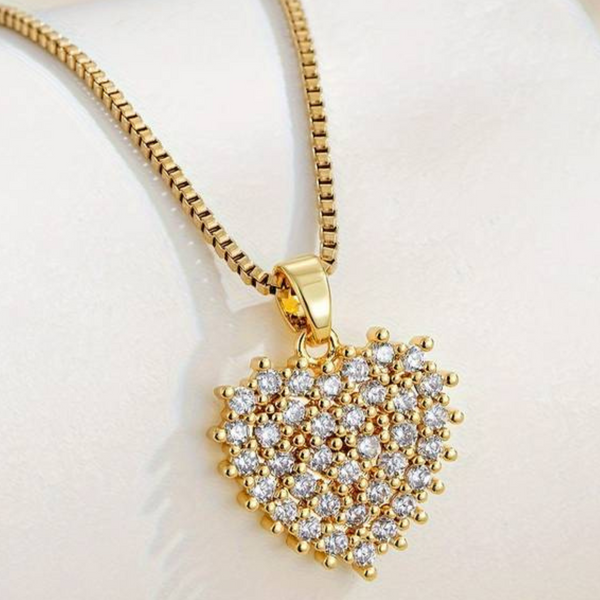 18K Gold-Plated Heart Pendant Necklace Golden Stainless Steel Chain Necklace 151