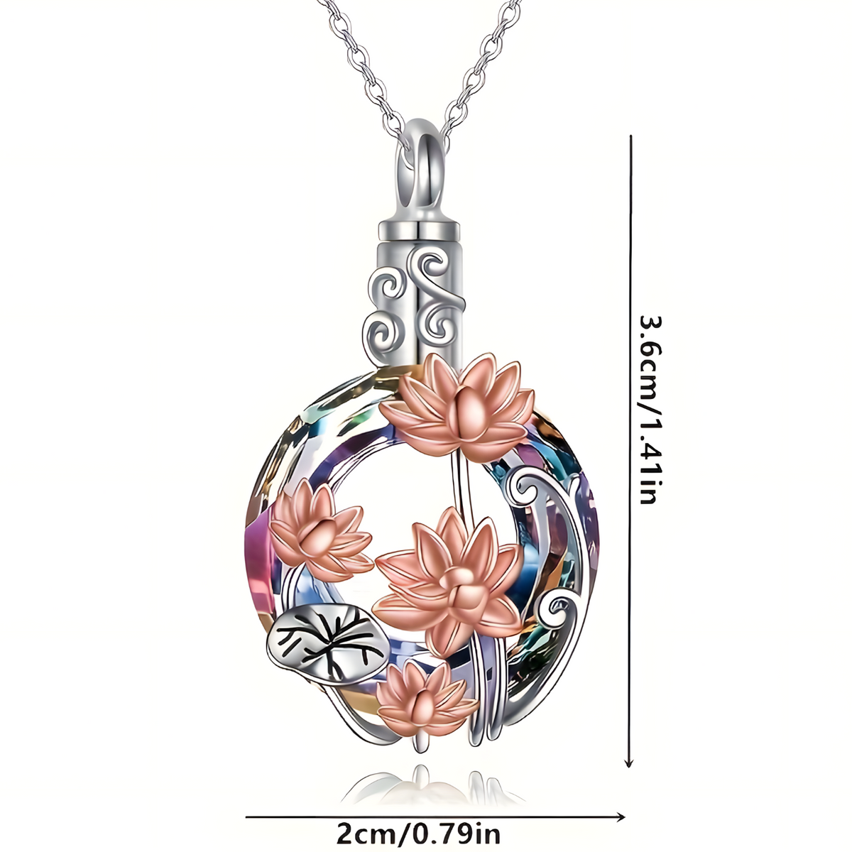 Memorial Necklace – Stainless Steel Heart Urn Pendant with Purple Crystal B261