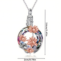 Memorial Necklace – Stainless Steel Heart Urn Pendant with Purple Crystal B261