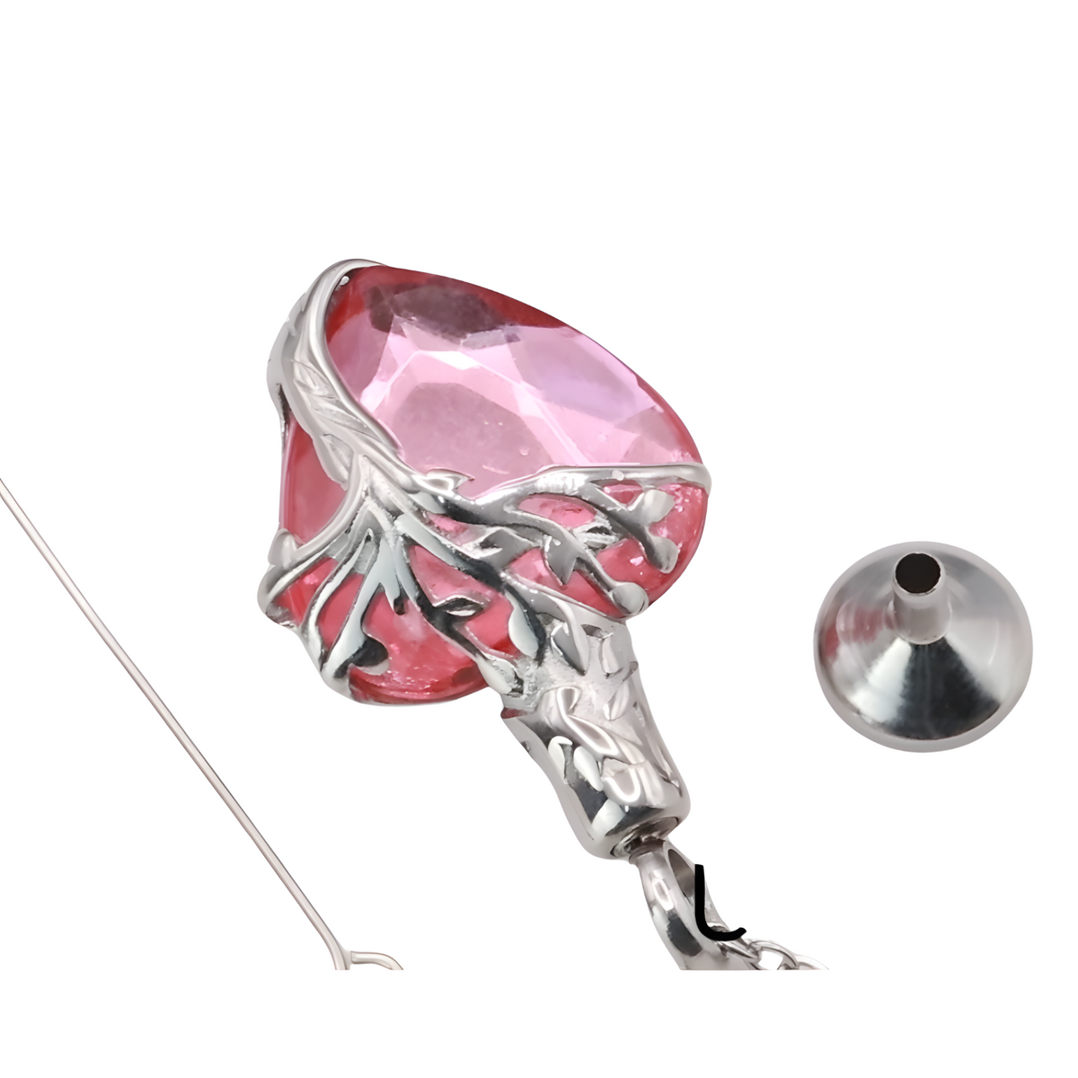 Heart Tree of Life Urn Necklace Crystal Funnel Filler 316L Stainless Steel B210