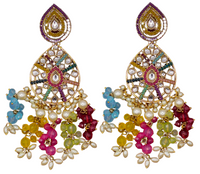 Elegant Bollywood Inspired Gold Kundan Earrings - Traditional Indian Jewelry 246