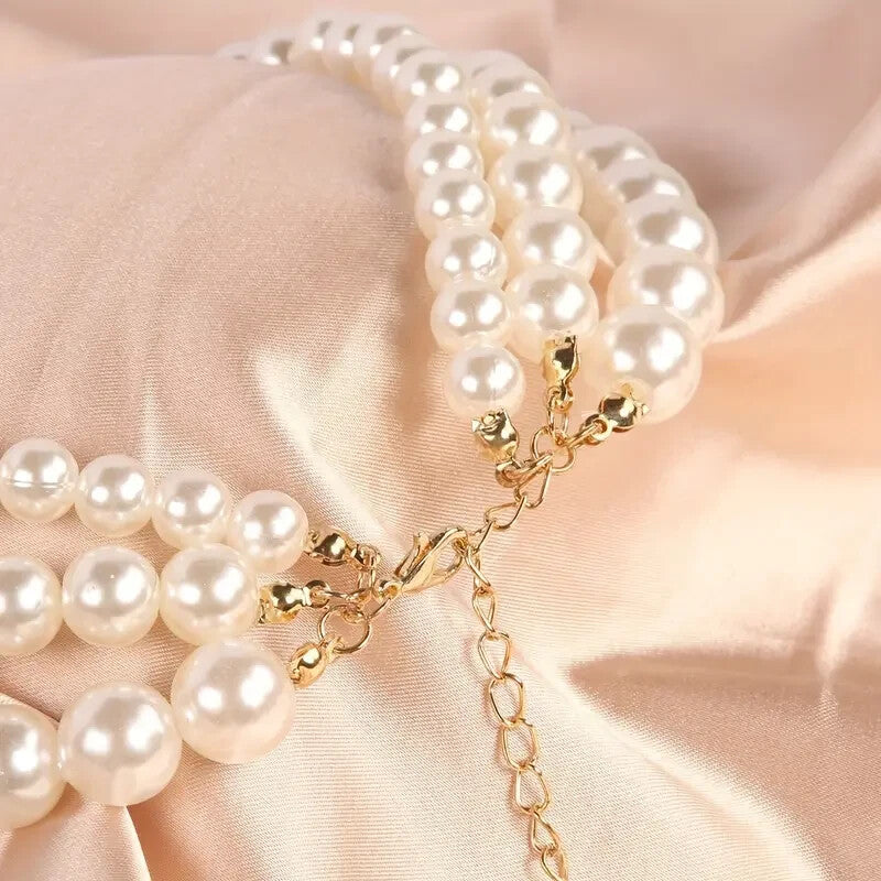 French Creative Baroque Faux Pearl Niche Design Three-layer Personality 82 UK