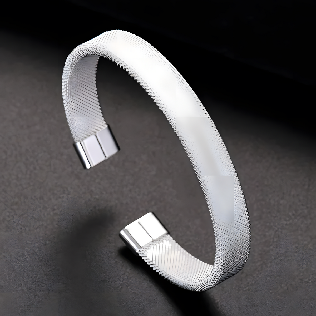 Wide Mesh Cuff Bracelet for Women - Adjustable Open Bangle, 6.5cm Diameter 1813